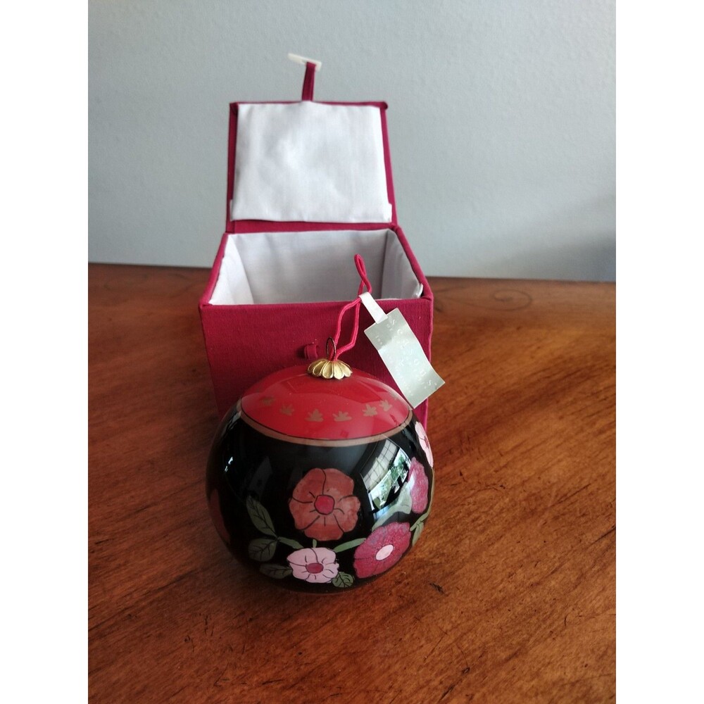 Midwest Of Cannon Falls Reverse Painted Glass Christmas 3” Ornament Floral Flowe